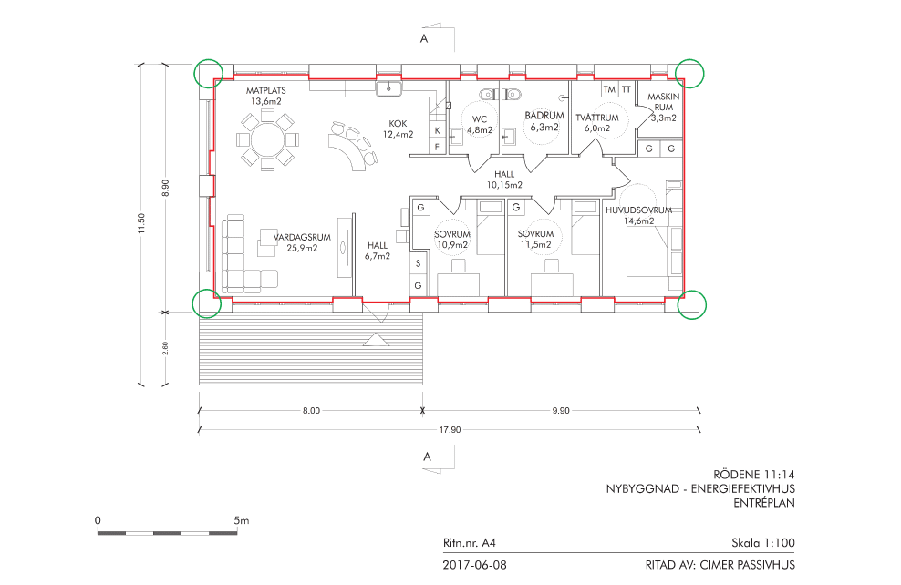 Нискоенергийна еднофамилна къща, гр. Алингсос, Швеция 3 Floor plan